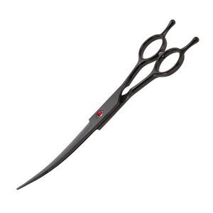 Dog Grooming Ergonomic Handle Stainless Steel Upper Bend Scissors Black